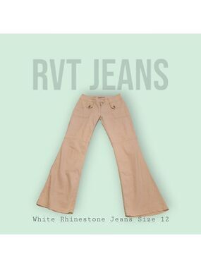RVT white jeans w/ rhinestones. Size 12.  Flare leg